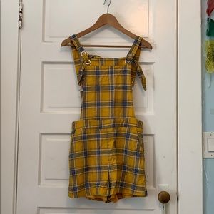 Plaid overalls